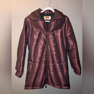 Comfy Vintage Down Insulated Puffer Parka Made in USA Metallic Purple Size 12